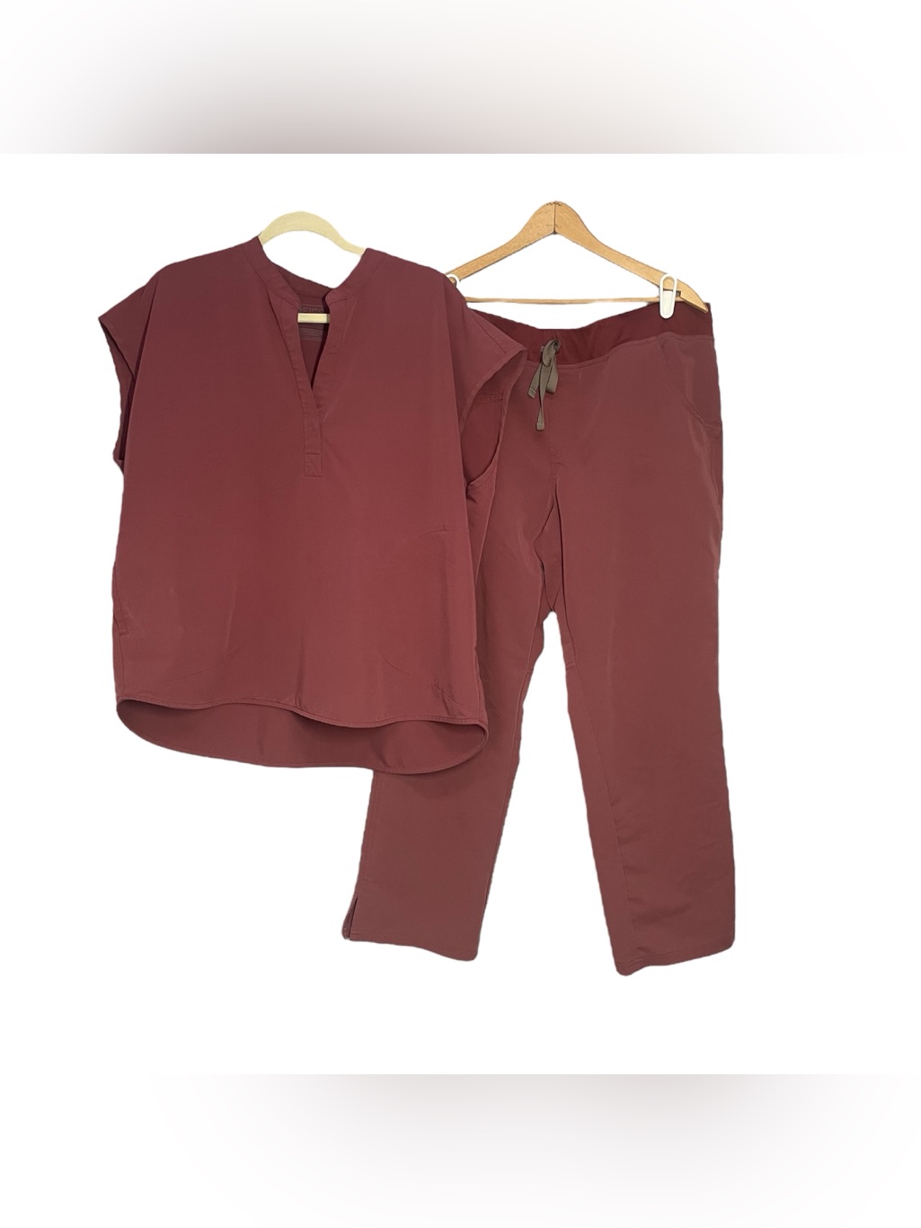 Figs 2 Piece Scrubs Set Ragaela Oversize Top & Kade Pants Burgundy Size Xl P